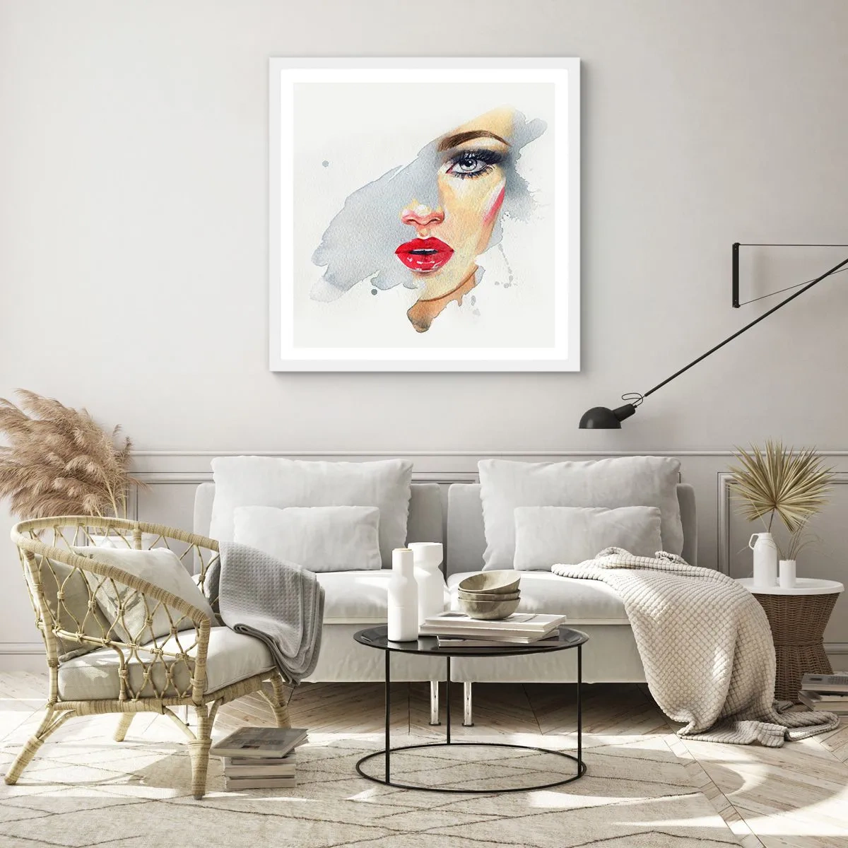 Affiche dans un cadre blanc - Poster - Reflet dans une goutte d'eau - 50x50 cm