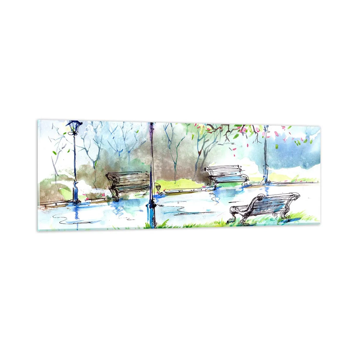 Impression sur verre - Image sur verre - Le charme du silence d'un parc - 90x30 cm