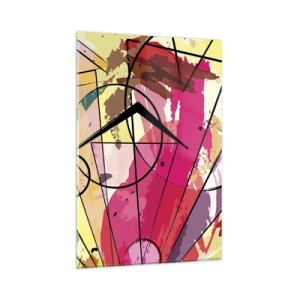 Impression sur verre - Image sur verre - Abstraction avec des lignes et des formes géométriques - 80x120cm - Explosion - Décoration murale moderne pour le salon et la chambre ARTTOR