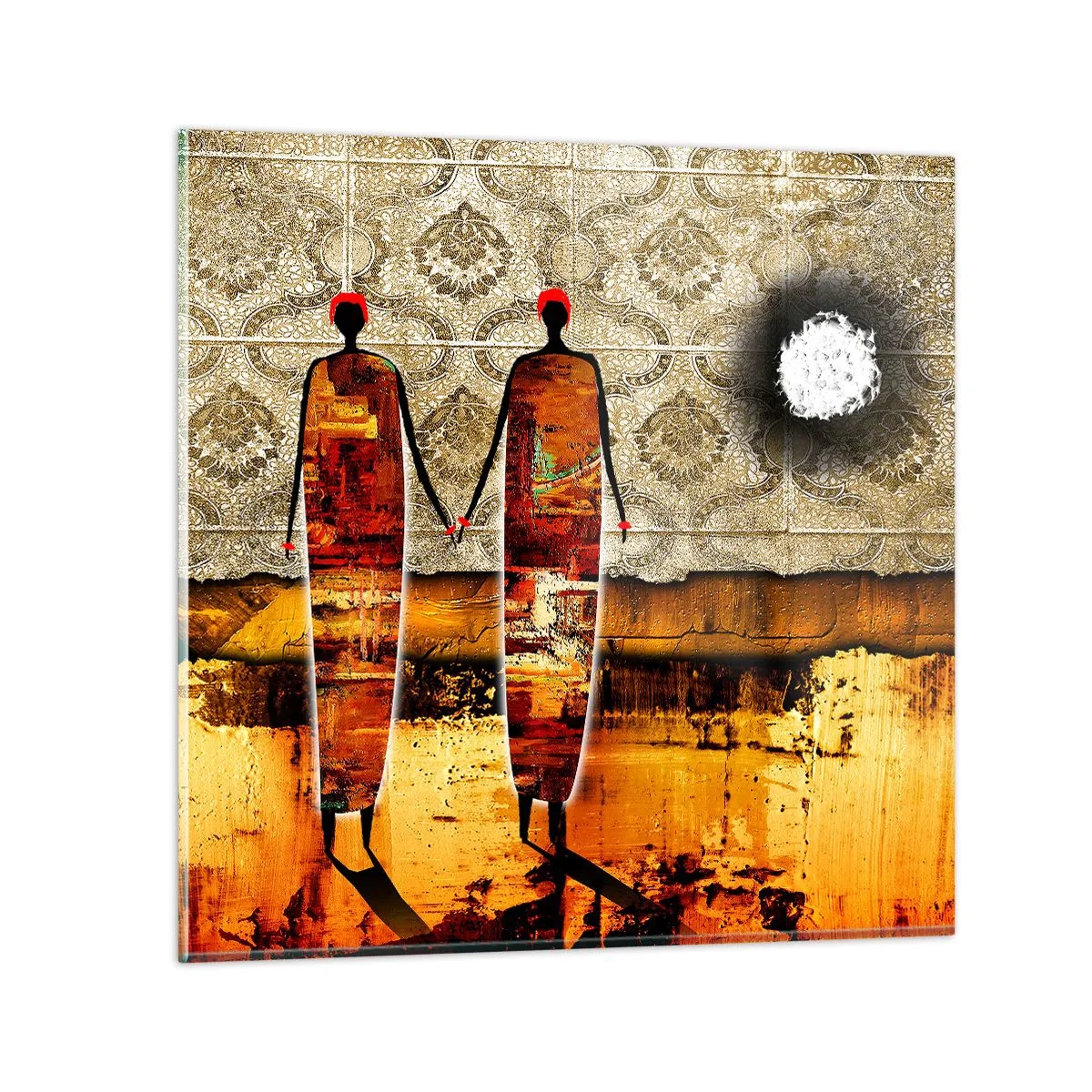 Impression sur verre - Image sur verre - Composition ethnique aux couleurs de l'Afrique - 40x40 cm