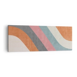 Impression sur toile - Image sur toile - Rayures rétro colorées - 140x50cm - Composition diagonale – mouvement - Décoration murale moderne pour le salon et la chambre ARTTOR