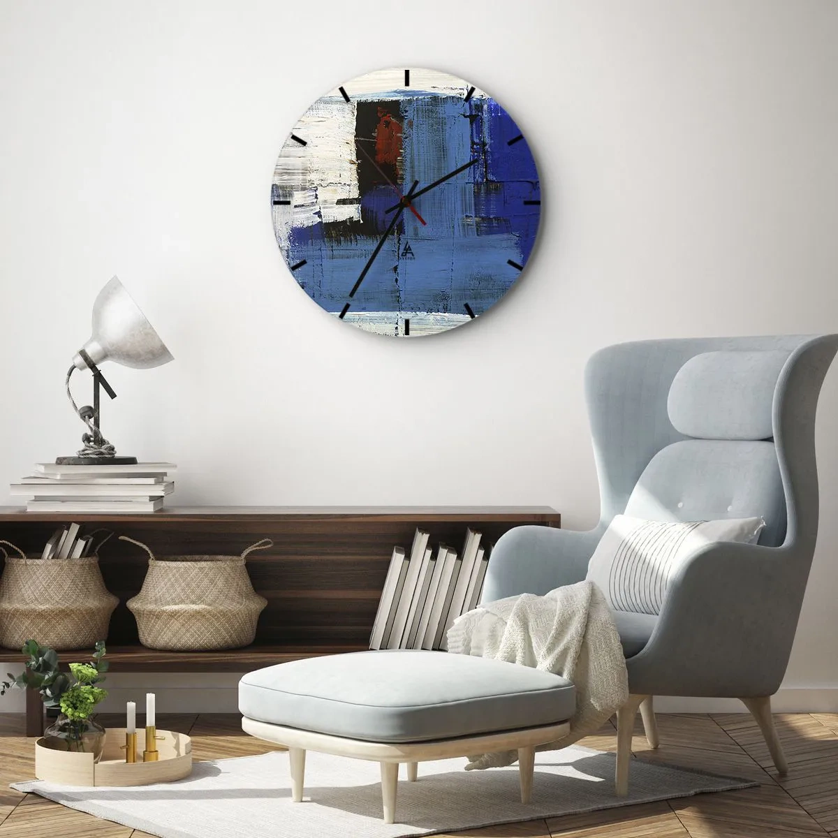 Horloge murale - Pendule murale - Secret de bleu - 30x30 cm
