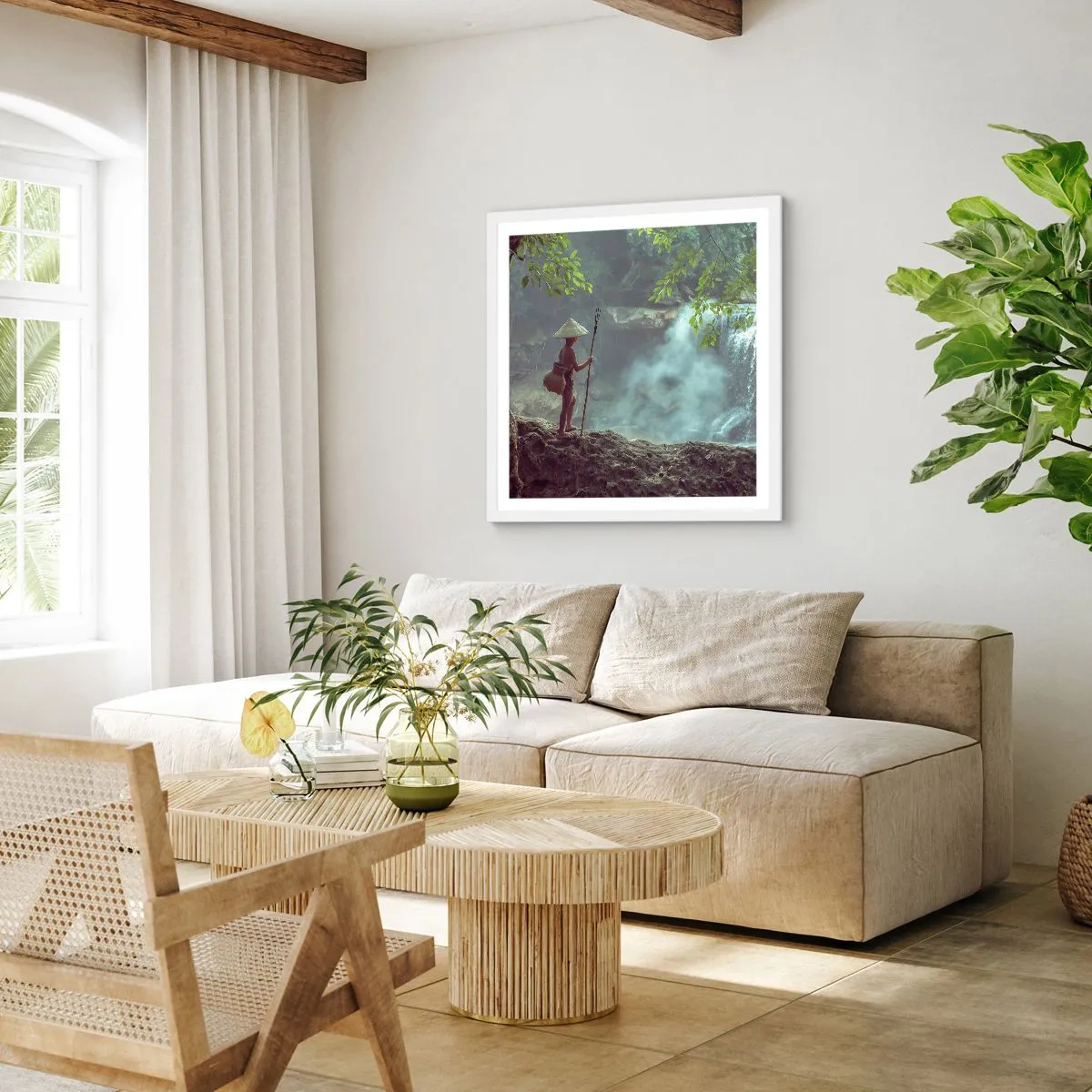 Affiche dans un cadre blanc - Poster - Lier d'amitié avec la nature - 60x60 cm