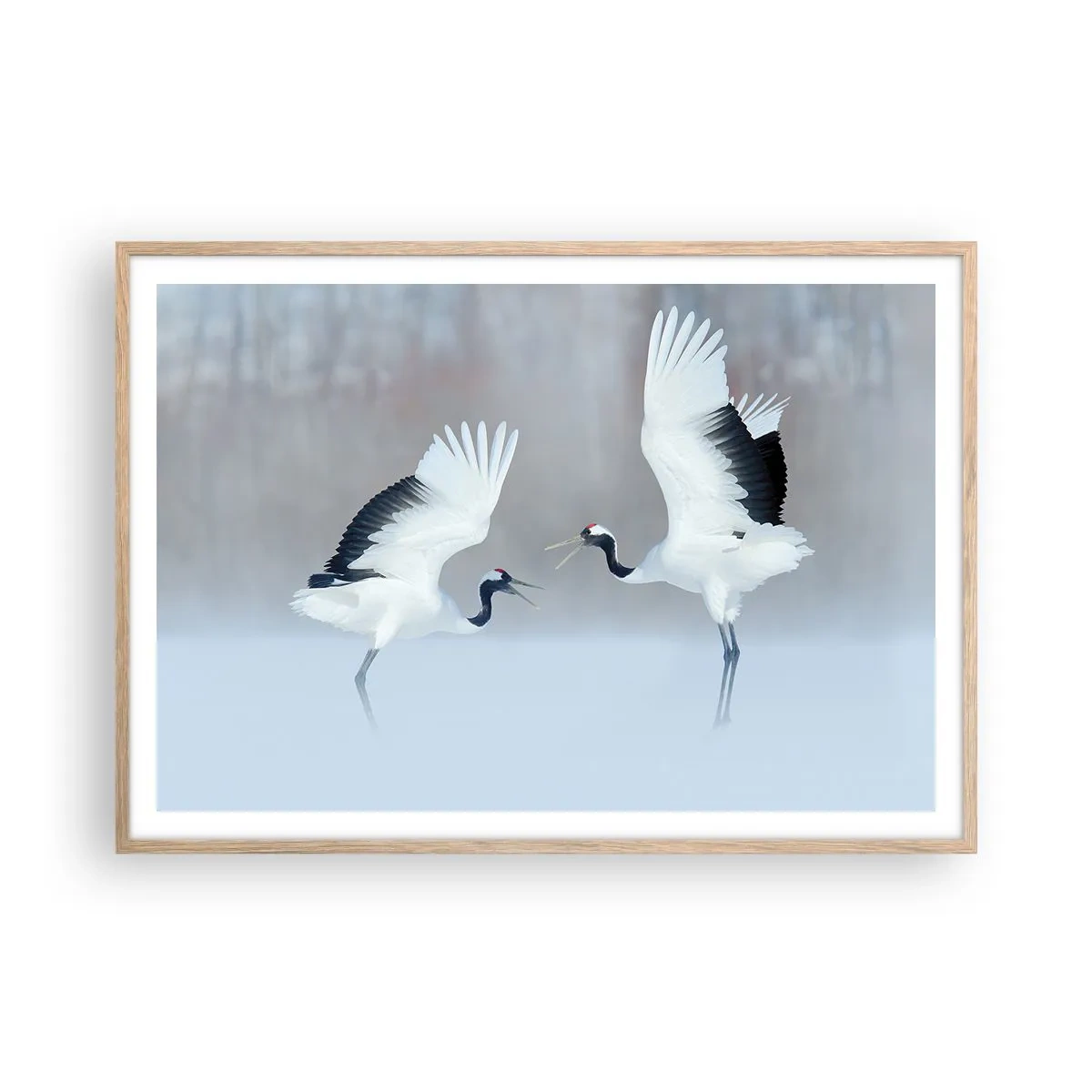 Affiche dans un chêne clair - Poster - Danse dans le brouillard - 100x70 cm