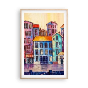 Affiche dans un chêne clair - Poster - Une ville comme dans un conte de fées - 61x91 cm