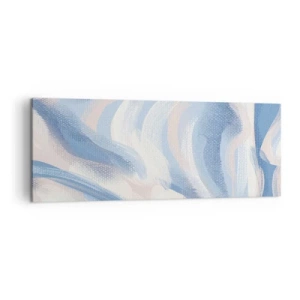 Impression sur toile - Image sur toile - Coups de pinceau abstraits dans des tons de bleu et de beige - 140x50cm - Vagues bleues - Décoration murale moderne pour le salon et la chambre ARTTOR