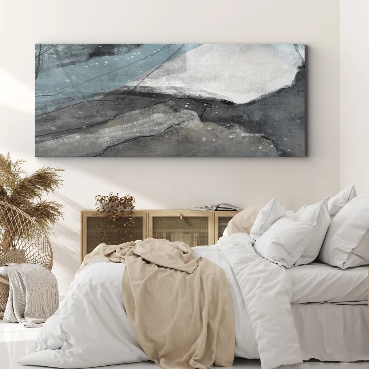 Impression sur toile - Image sur toile - Résumé : roches et glace - 100x40 cm
