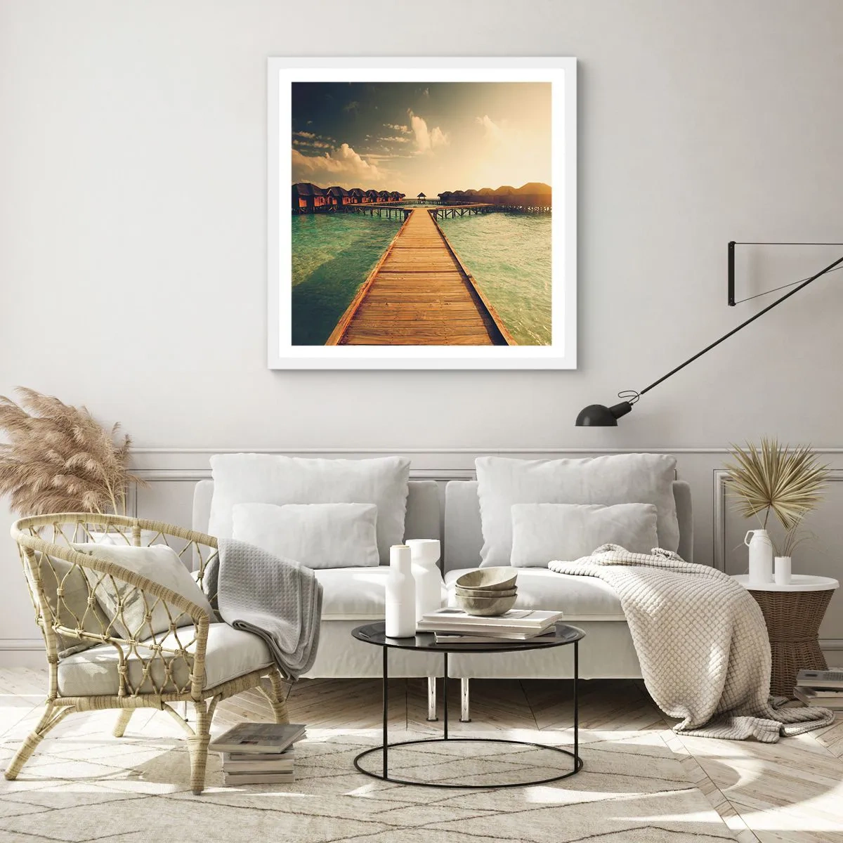 Affiche dans un cadre blanc - Poster - Invitation chaleureuse - 50x50 cm