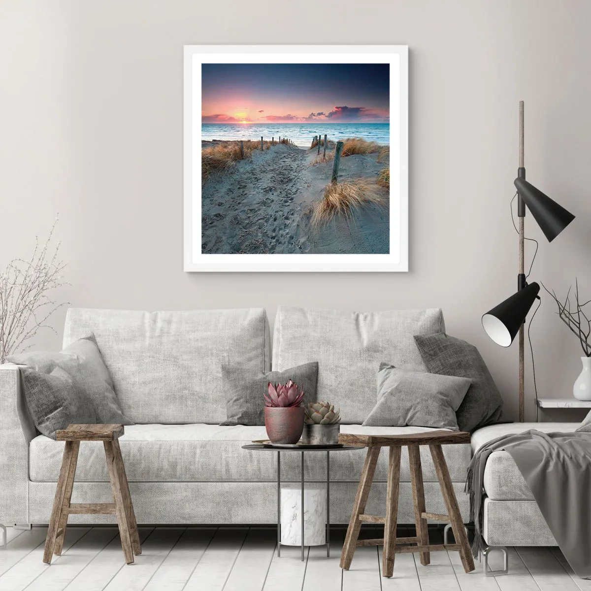 Affiche dans un cadre blanc - Poster - Tu as versé l'éclat de l'arc-en-ciel sur les flots - 60x60 cm