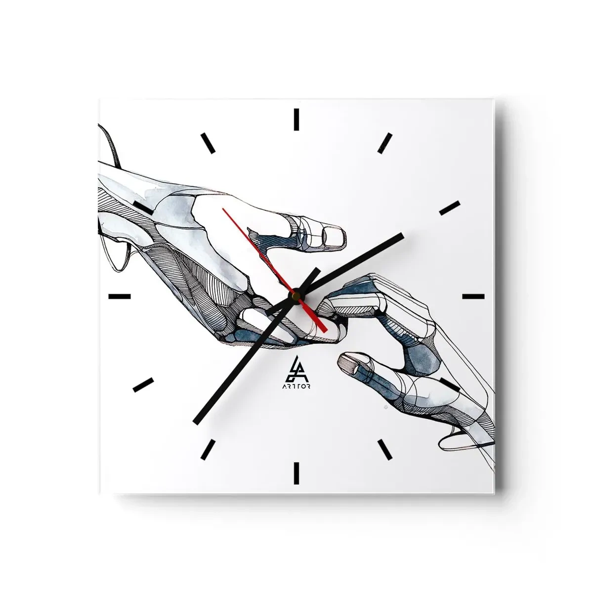 Horloge murale - Pendule murale - Représentation artistique d'une main dans une forme minimaliste et géométrique - 30x30cm - Un bon geste - Décoration murale moderne pour le salon et la chambre ARTTOR