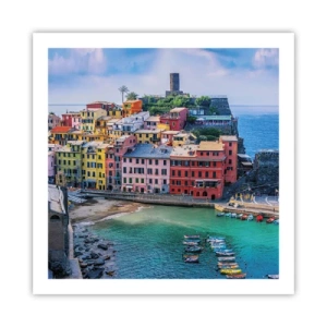 Affiche - Poster - Petite ville magique de méditerranée - 60x60 cm