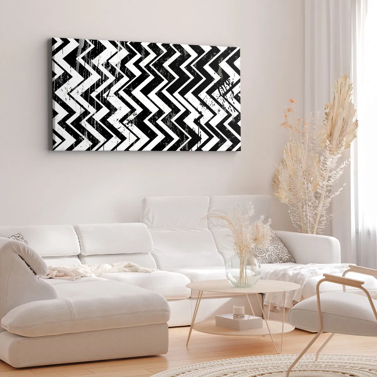 Impression sur toile - Image sur toile - Zig-blanc, zag-noir - 90x30 cm