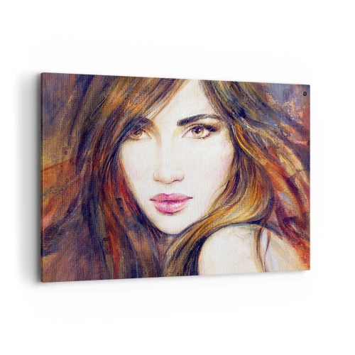 Impression sur toile - Image sur toile - Portrait d'une femme dans un style pictural - 100x70cm - Un sou pour vos pensées - Décoration murale moderne pour le salon et la chambre ARTTOR