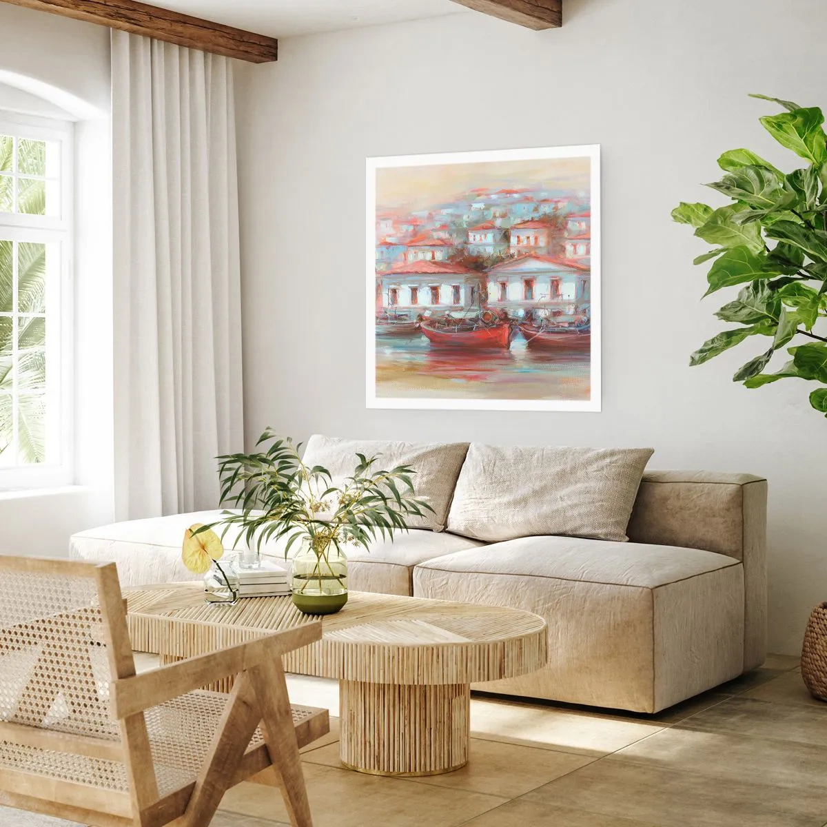 Affiche - Poster - Petite ville heureuse - 60x60 cm