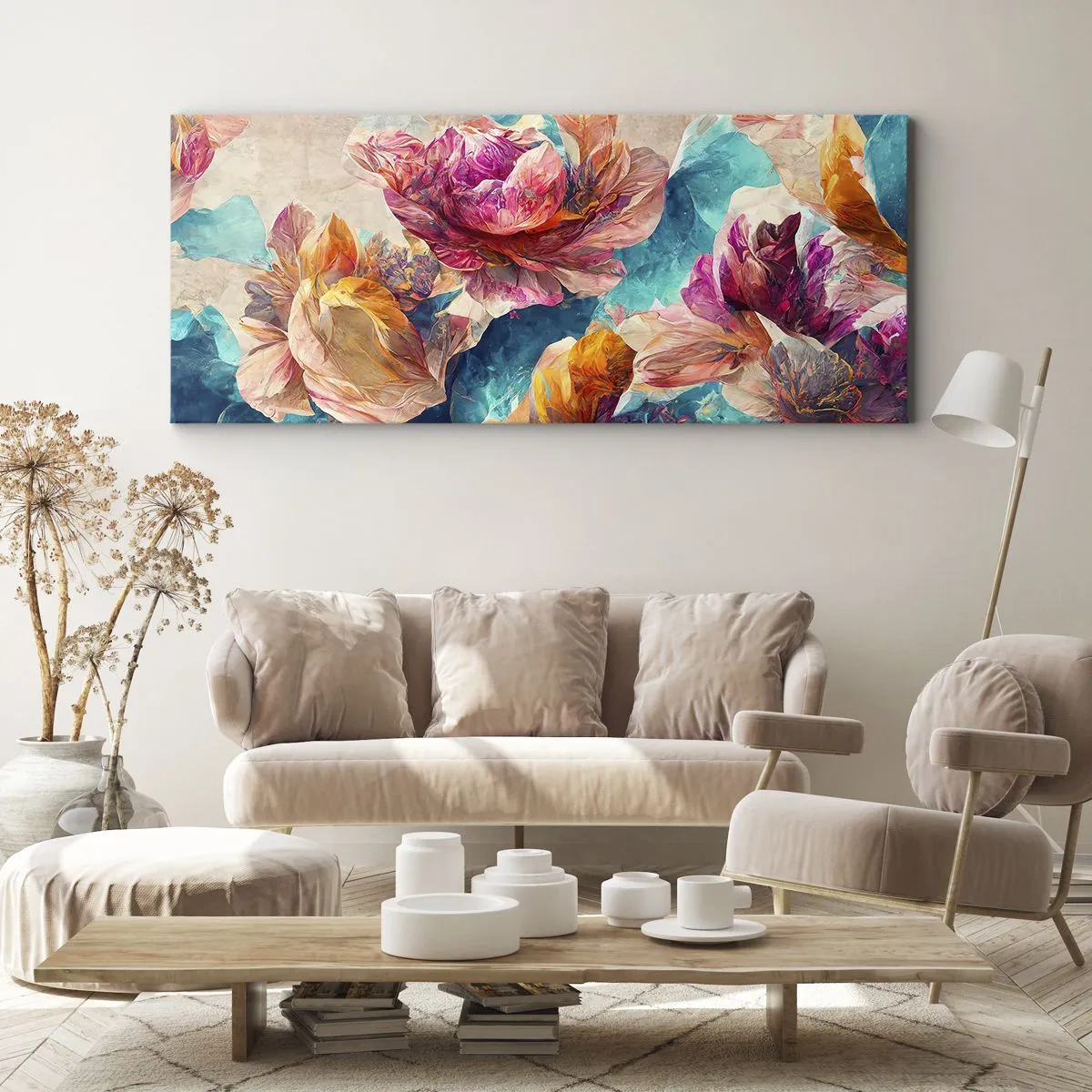 Impression sur toile - Image sur toile - Splendeur colorée du bouquet - 100x40 cm