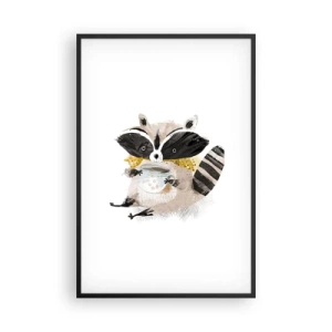 Affiche dans un cadre noir - Poster - Mon ami le raton laveur - 61x91 cm