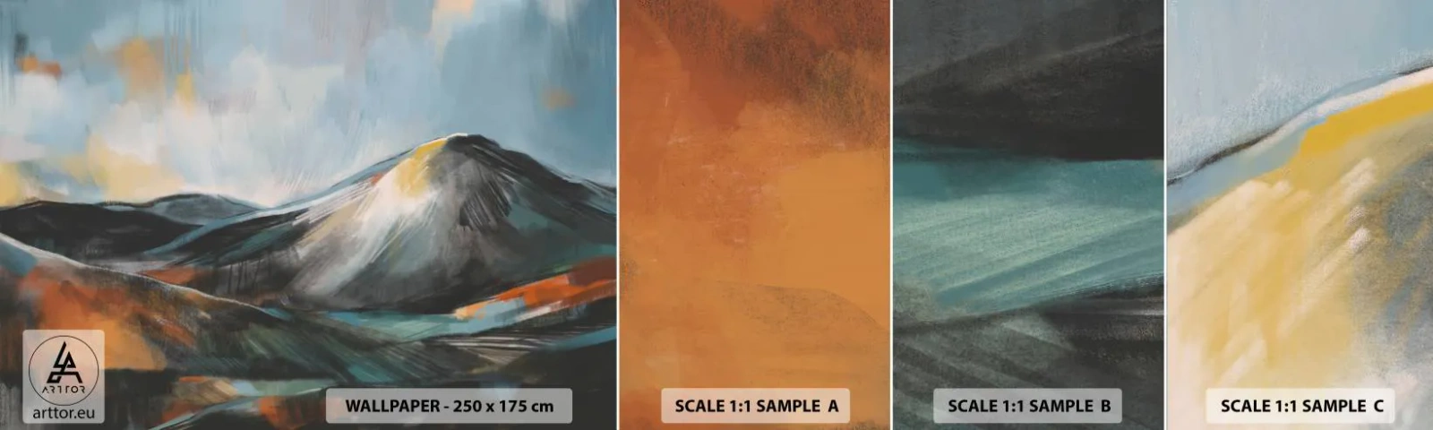 Échantillon de Papier Peint Autocollant Deluxe Sticker - Brut et beau - Morceau, Montagnes, Paysage - 100x30 cm