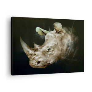 Impression sur toile - Image sur toile - Portrait d'un rhinocéros sous une forme artistique - 70x50cm - La force vraiment masculine - Décoration murale moderne pour le salon et la chambre ARTTOR
