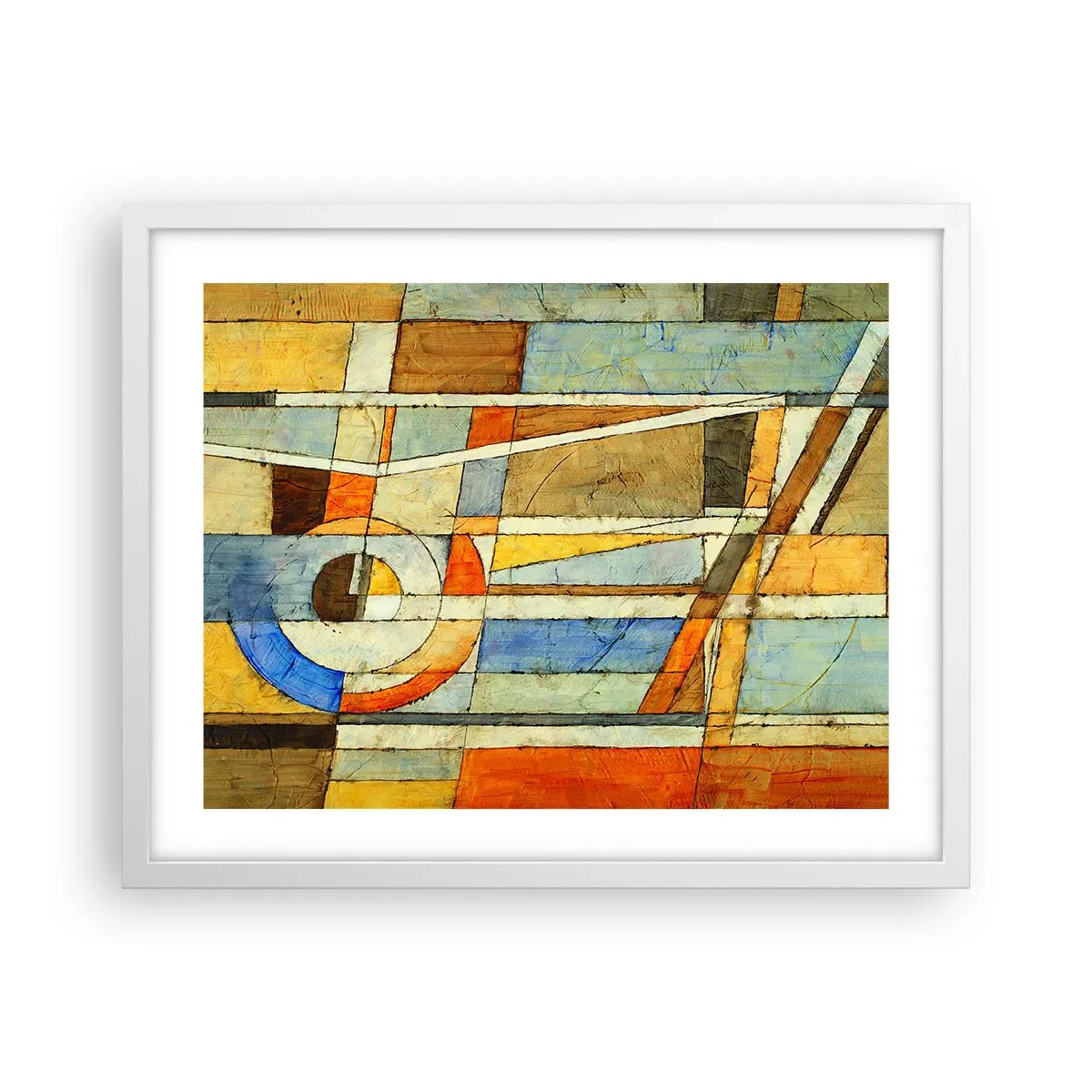 Affiche dans un cadre blanc - Poster - Cubisme sur le chantier - 50x40 cm