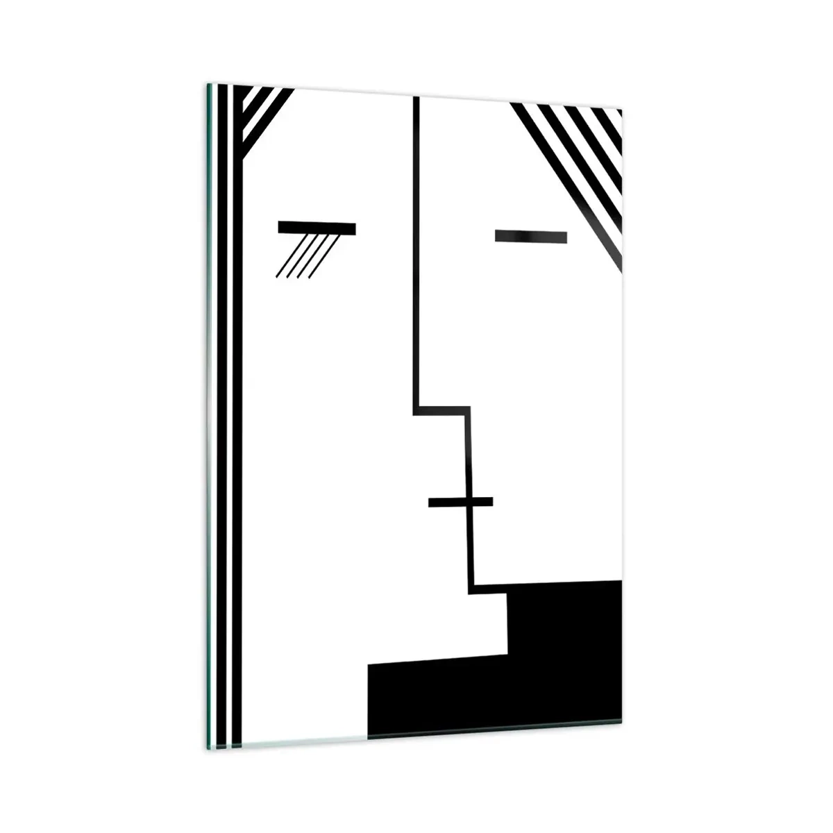 Impression sur verre - Image sur verre - Une interprétation graphique d'un baiser dans un style minimaliste - 50x70cm - Juste un baiser - Décoration murale moderne pour le salon et la chambre ARTTOR
