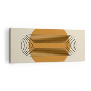 Impression sur toile - Image sur toile - Motif géométrique avec des cercles et des lignes orange - 120x50cm - Plan idéal - Décoration murale moderne pour le salon et la chambre ARTTOR