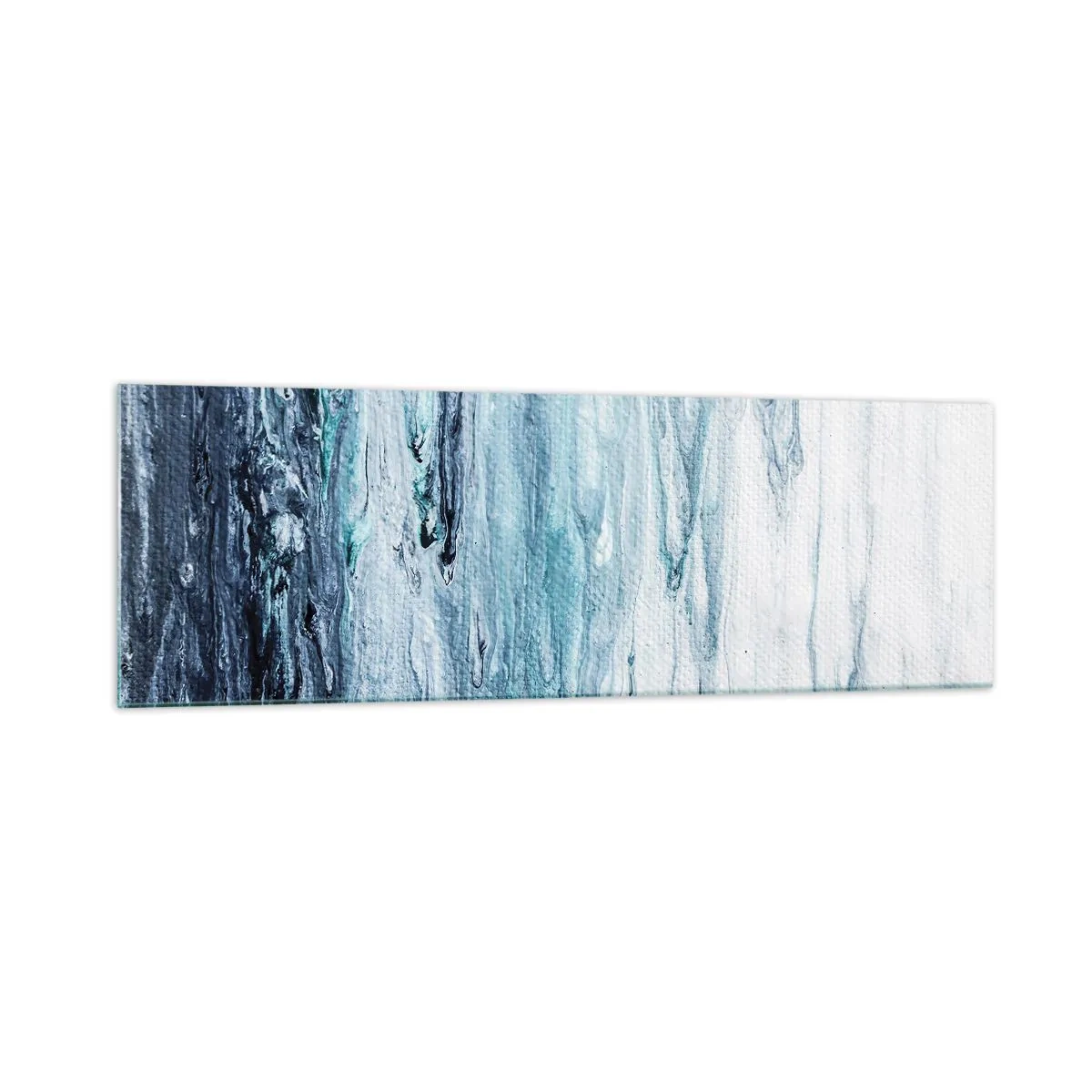 Impression sur verre - Image sur verre - Des stries bleues et blanches abstraites ressemblant à des glaçons - 160x50cm - Une glace bleue - Décoration murale moderne pour le salon et la chambre ARTTOR
