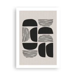 Affiche - Poster - Abstraction géométrique avec des formes et des lignes noires - 50x70cm - Offres sans enthousiasme - Décoration murale moderne pour le salon et la chambre ARTTOR