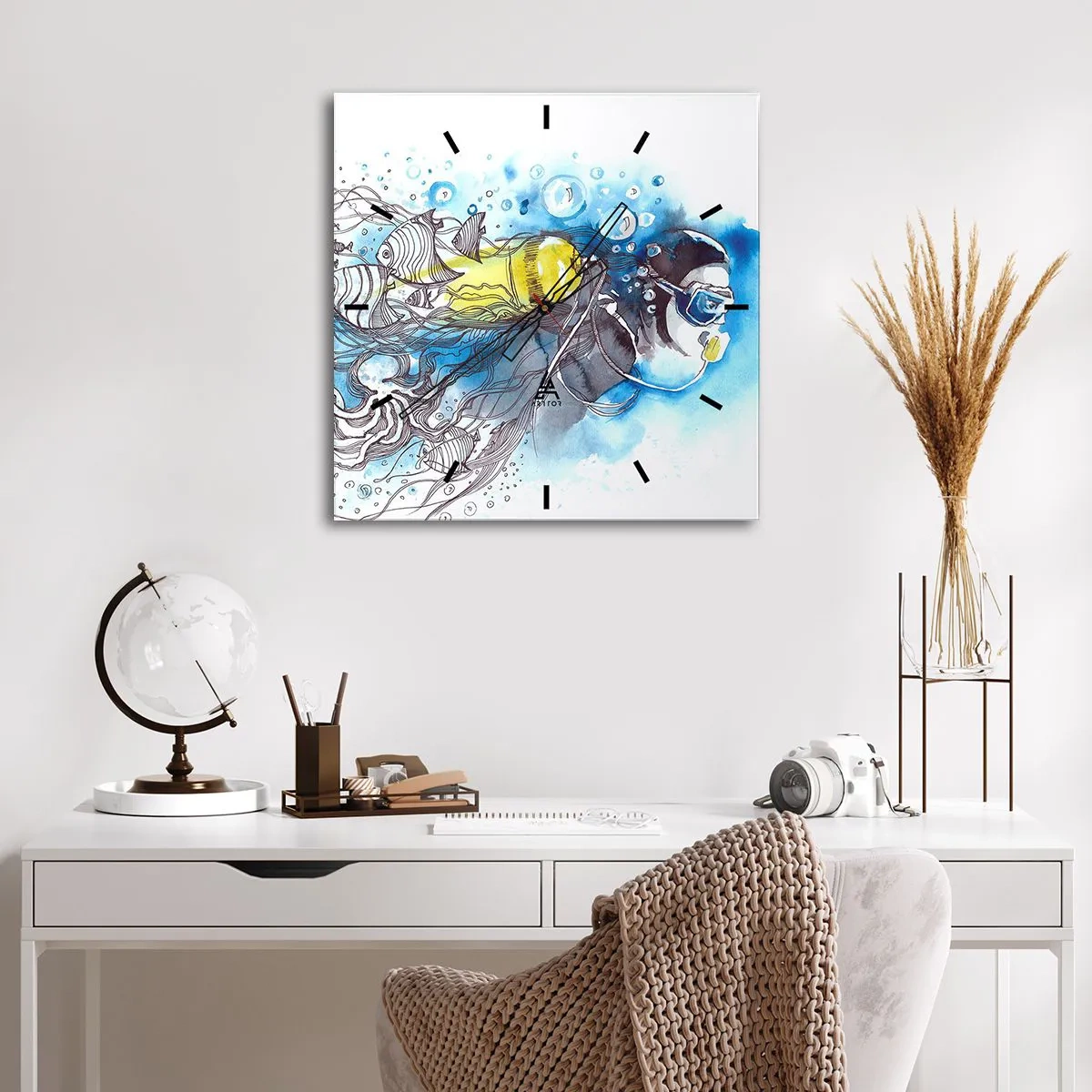 Horloge murale - Pendule murale - Le grand bleu - 30x30 cm