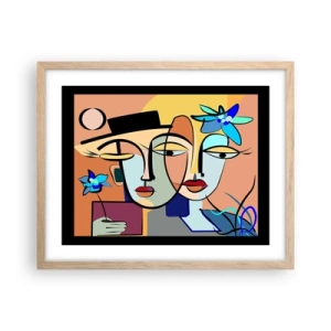 Affiche dans un chêne clair - Poster - Le Rendez-vous de Picasso - 50x40 cm