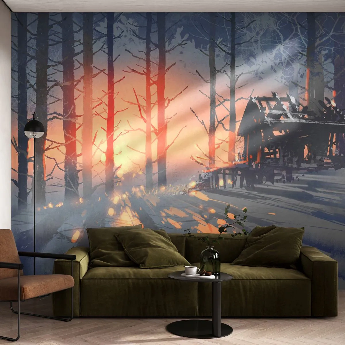 Papier Peint Photo Standard Eco - Seul le soleil regarde ici - Paysage, Gîte forestier, Forêt - 300x210 cm