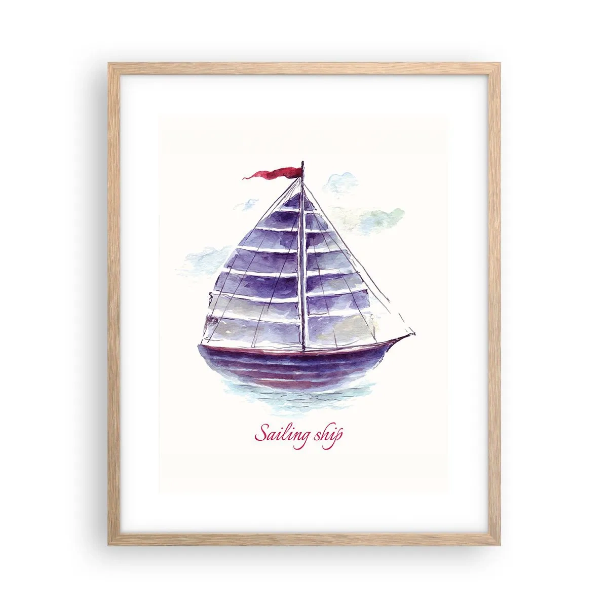 Affiche dans un chêne clair - Poster - Plein de voiles et d’eau calme - 40x50 cm
