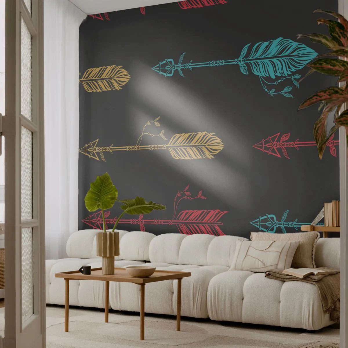 Papier Peint Autocollant Deluxe Sticker - Dans l'ordonnance - Abstraction, Bohème, Flèche - 250x175 cm