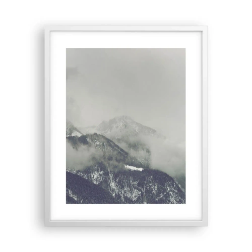 Affiche dans un cadre blanc - Poster - Vallée brumeuse - 40x50 cm