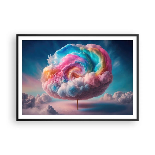 Affiche dans un cadre noir - Poster - Un nuage en forme de spirale aux couleurs pastel dans le ciel - 100x70cm - Le rêve d'un parc d'attractions - Décoration murale moderne pour le salon et la chambre ARTTOR