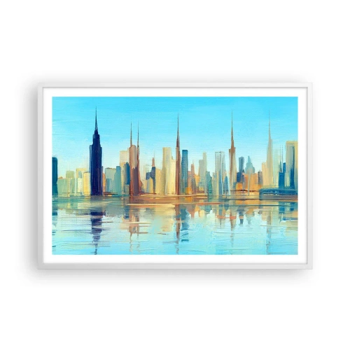 Affiche dans un cadre blanc - Poster - Une métropole ensoleillée - 91x61 cm
