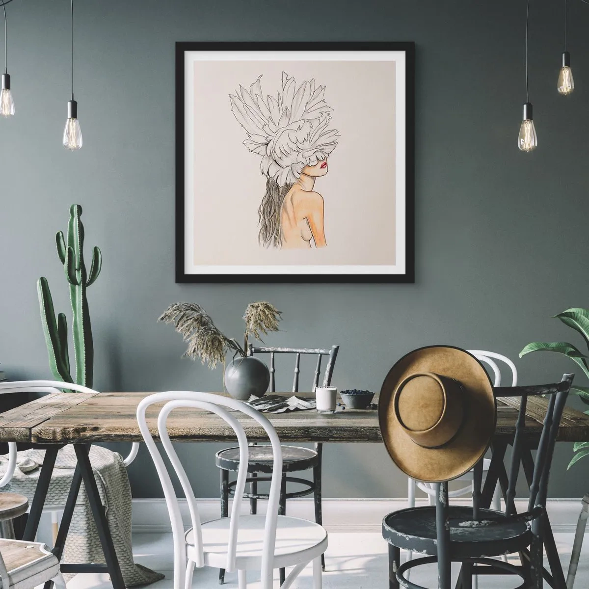 Affiche dans un cadre noir - Poster - Beauté couronnée - 40x40 cm