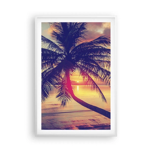 Affiche dans un cadre blanc - Poster - Soirée sous les palmiers - 61x91 cm