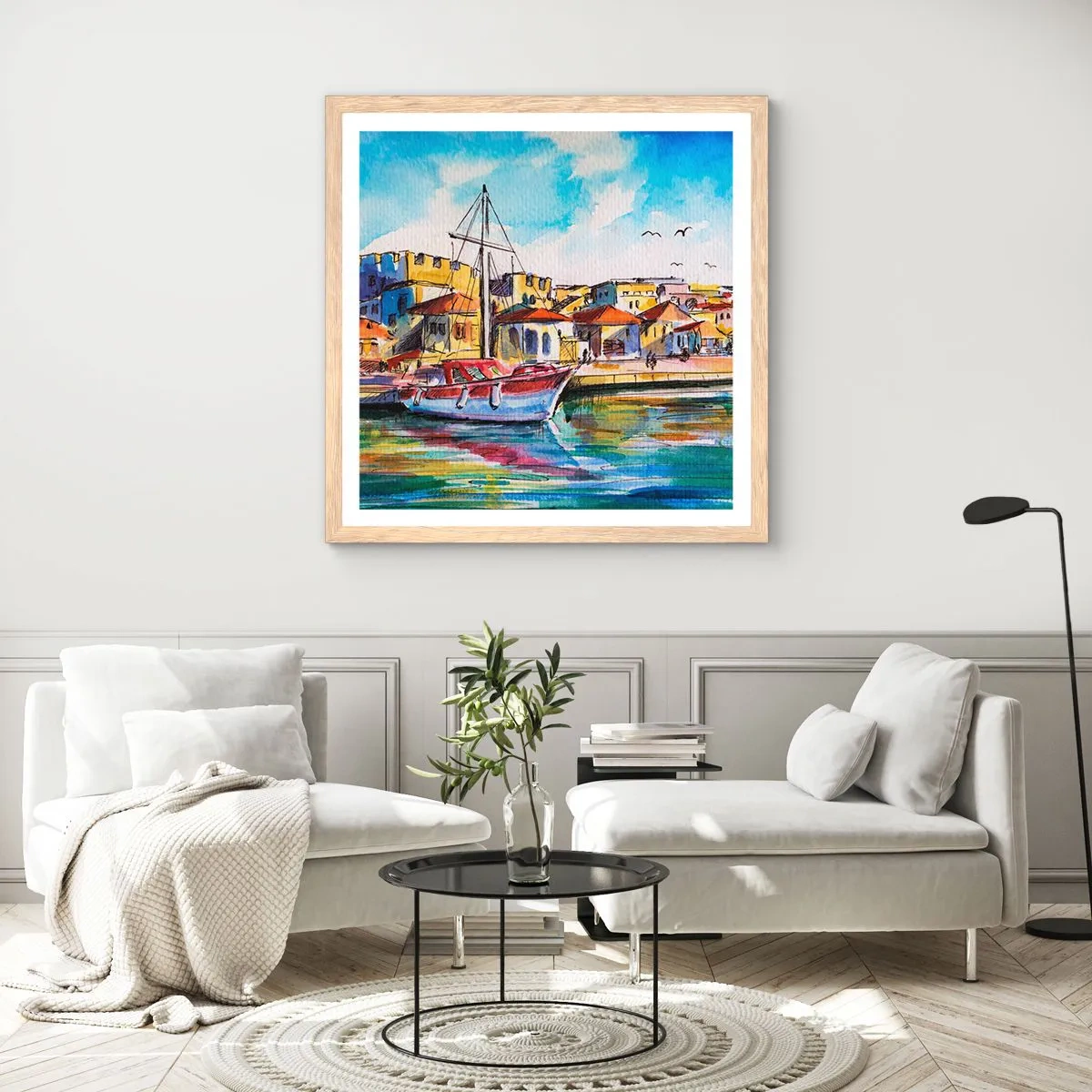 Affiche dans un chêne clair - Poster - Après-midi arc-en-ciel - 50x50 cm