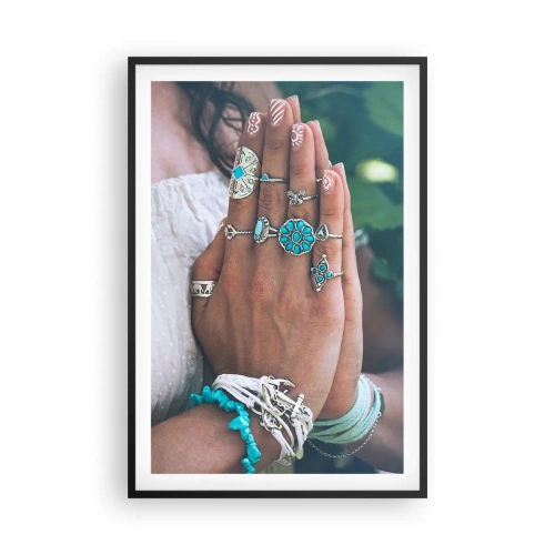 Affiche dans un cadre noir - Poster - Bienvenue au centre du bien-être - 61x91 cm