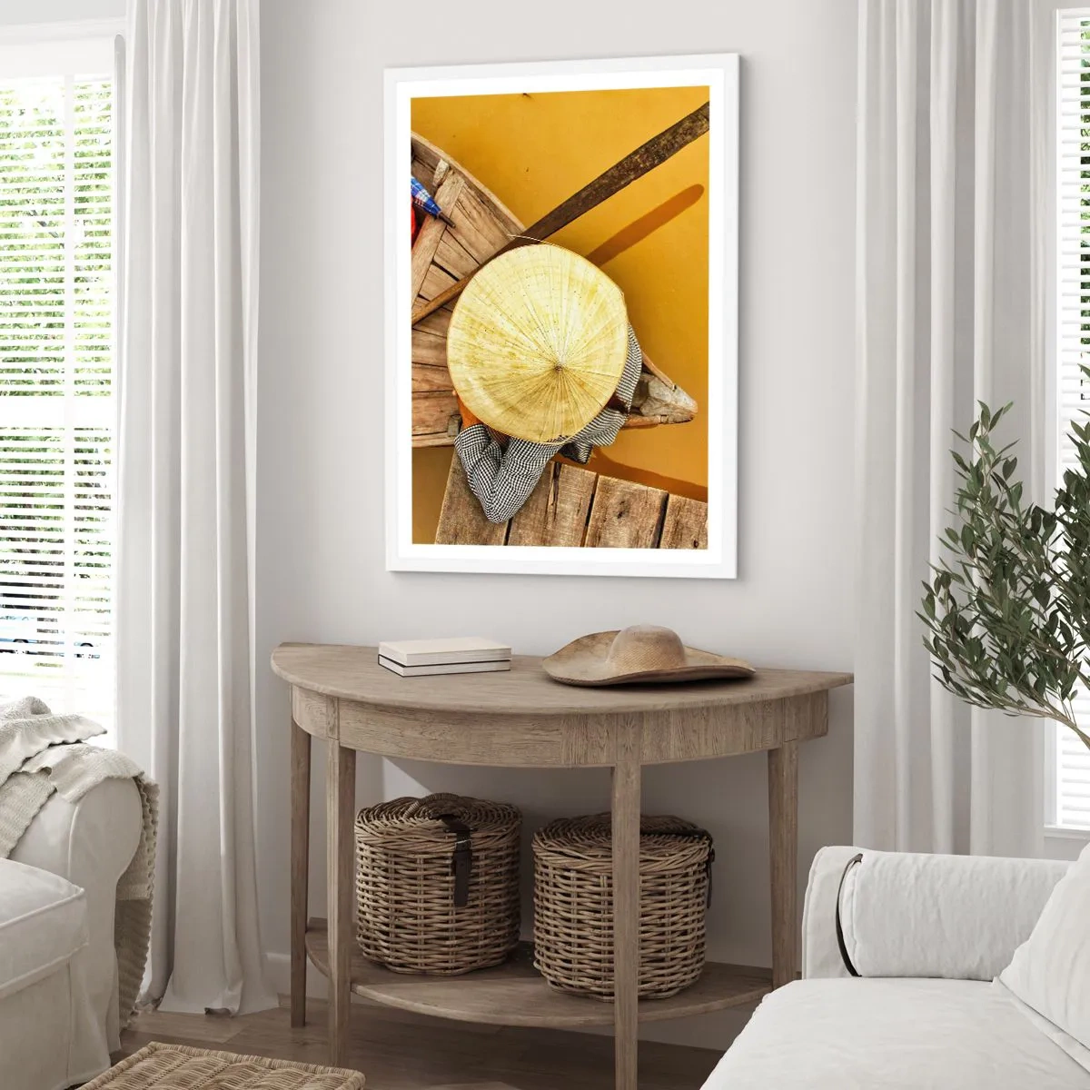 Affiche dans un cadre blanc - Poster - La vie sur le fleuve Jaune - 61x91 cm