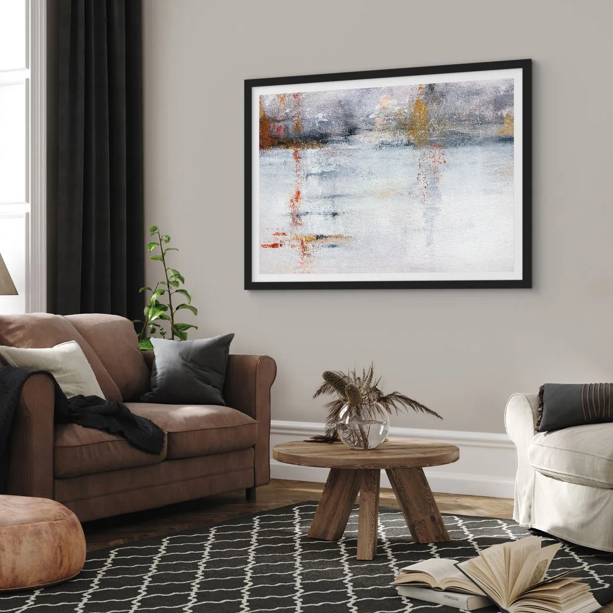 Affiche dans un cadre noir - Poster - Derrière l'air un rideau - 50x40 cm