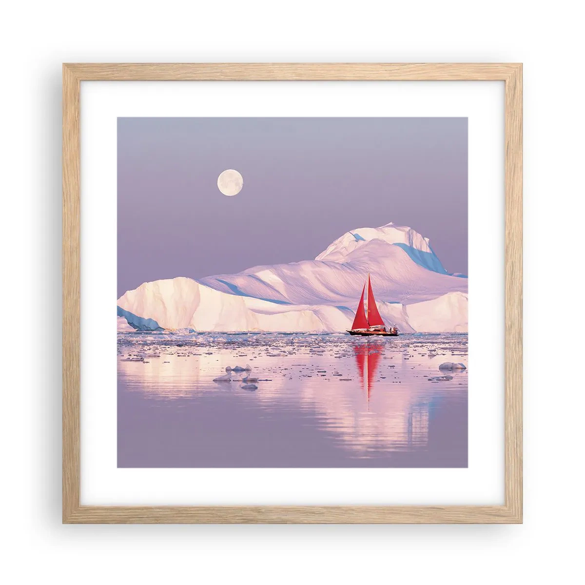 Affiche dans un chêne clair - Poster - La chaleur de la voile, le froid de la glace - 40x40 cm