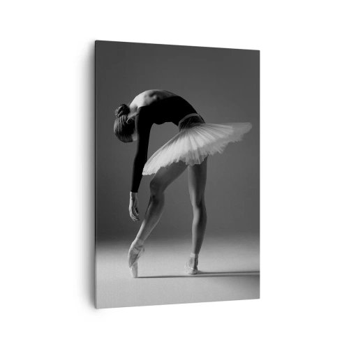Impression sur toile - Image sur toile - Une ballerine dans une pose élégante sur un fond noir et blanc - 70x100cm - Belle ballerine - Décoration murale moderne pour le salon et la chambre ARTTOR