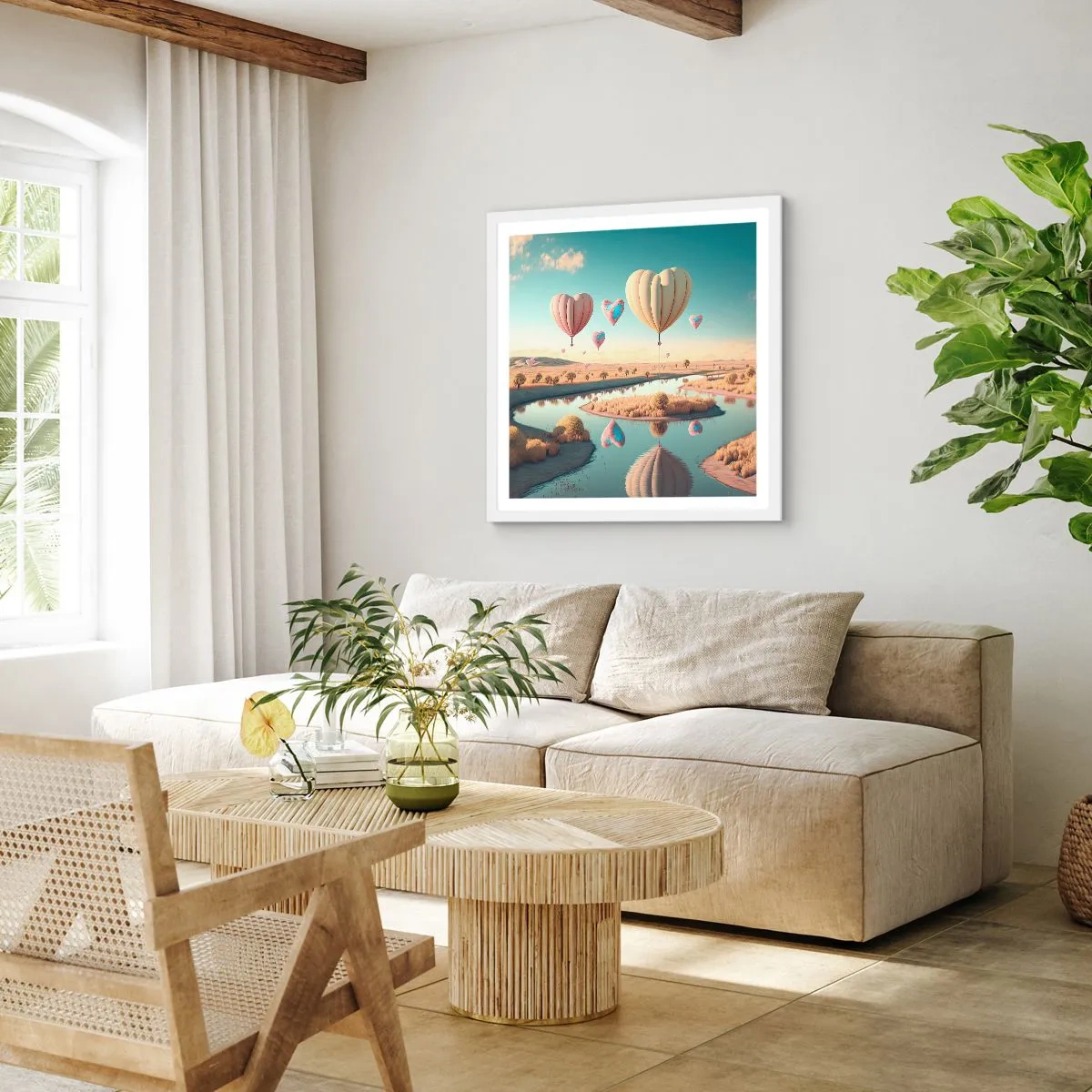 Affiche dans un cadre blanc - Poster - L'amour te permet de t'élever - 60x60 cm