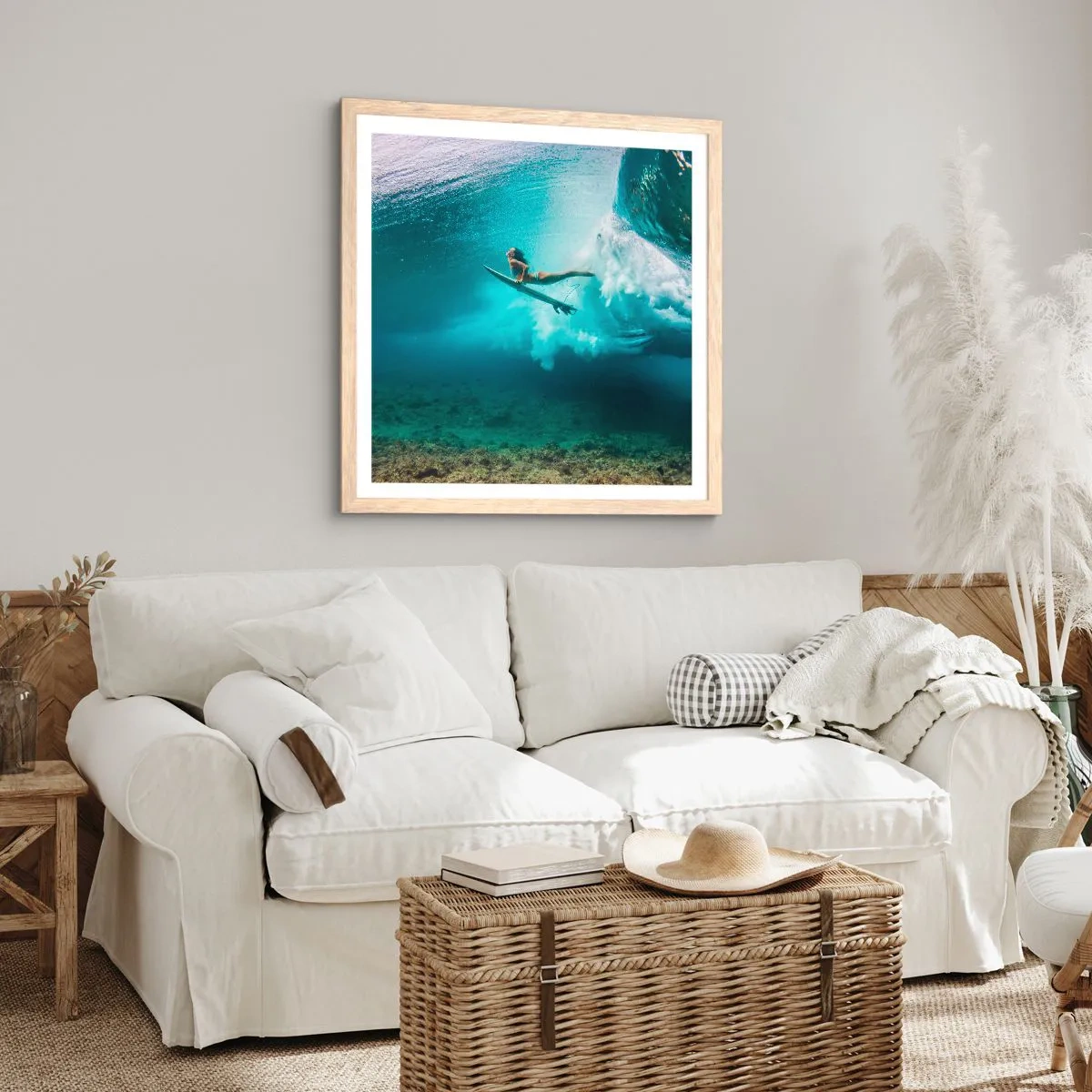 Affiche dans un chêne clair - Poster - Monde sous marin - 40x40 cm
