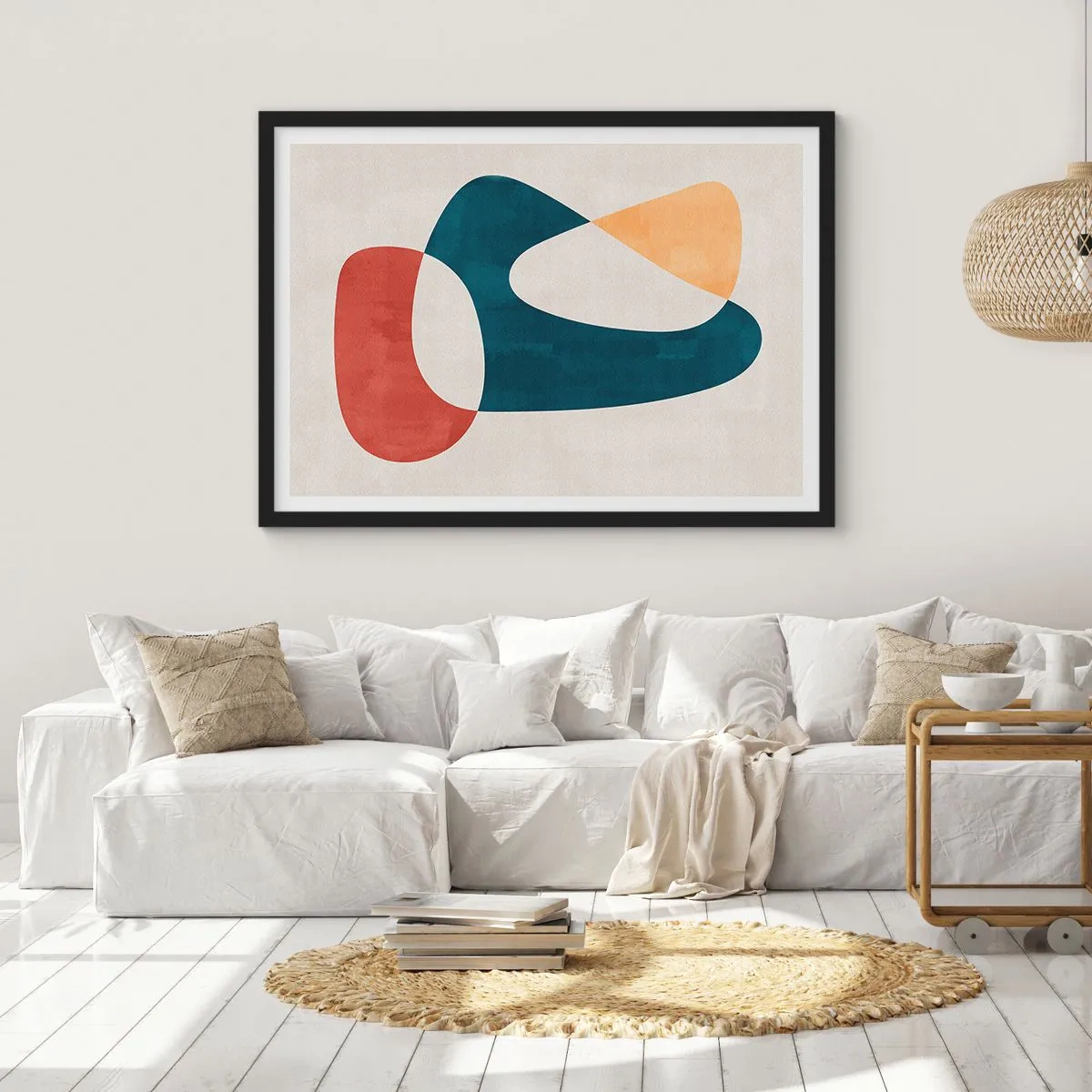 Affiche dans un cadre noir - Poster - Formes abstraites aux couleurs harmonieuses - 100x70cm - Influences et métamorphoses - Décoration murale moderne pour le salon et la chambre ARTTOR