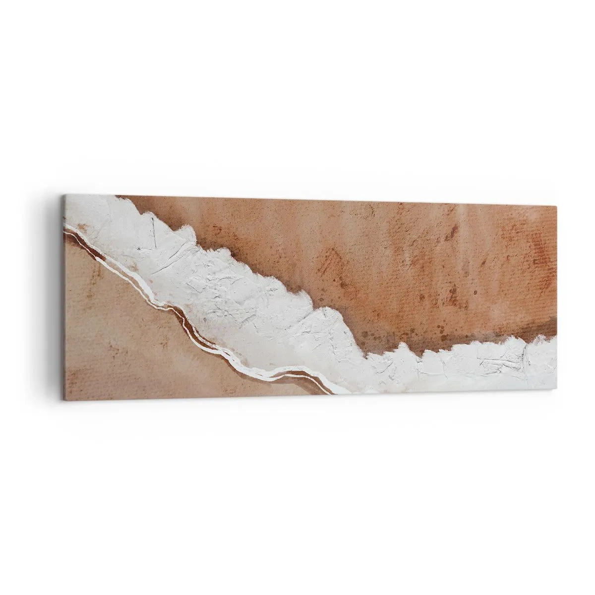 Impression sur toile - Image sur toile - Texture de sable avec des accents blancs - 140x50cm - Dans des couleurs de la terre - Décoration murale moderne pour le salon et la chambre ARTTOR