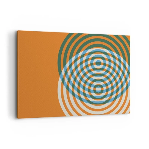 Impression sur toile - Image sur toile - Cercles concentriques sur fond orange - 100x70cm - Variation circulaire abstraite - Décoration murale moderne pour le salon et la chambre ARTTOR