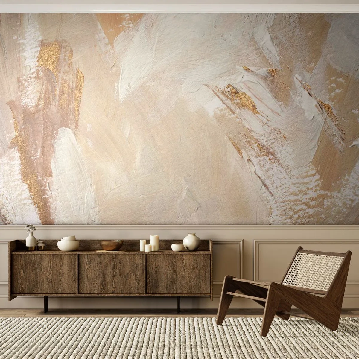 Papier Peint Photo Premium Sand - Composition pastel - Minimaliste, Brillant, Morceau - 250x175 cm