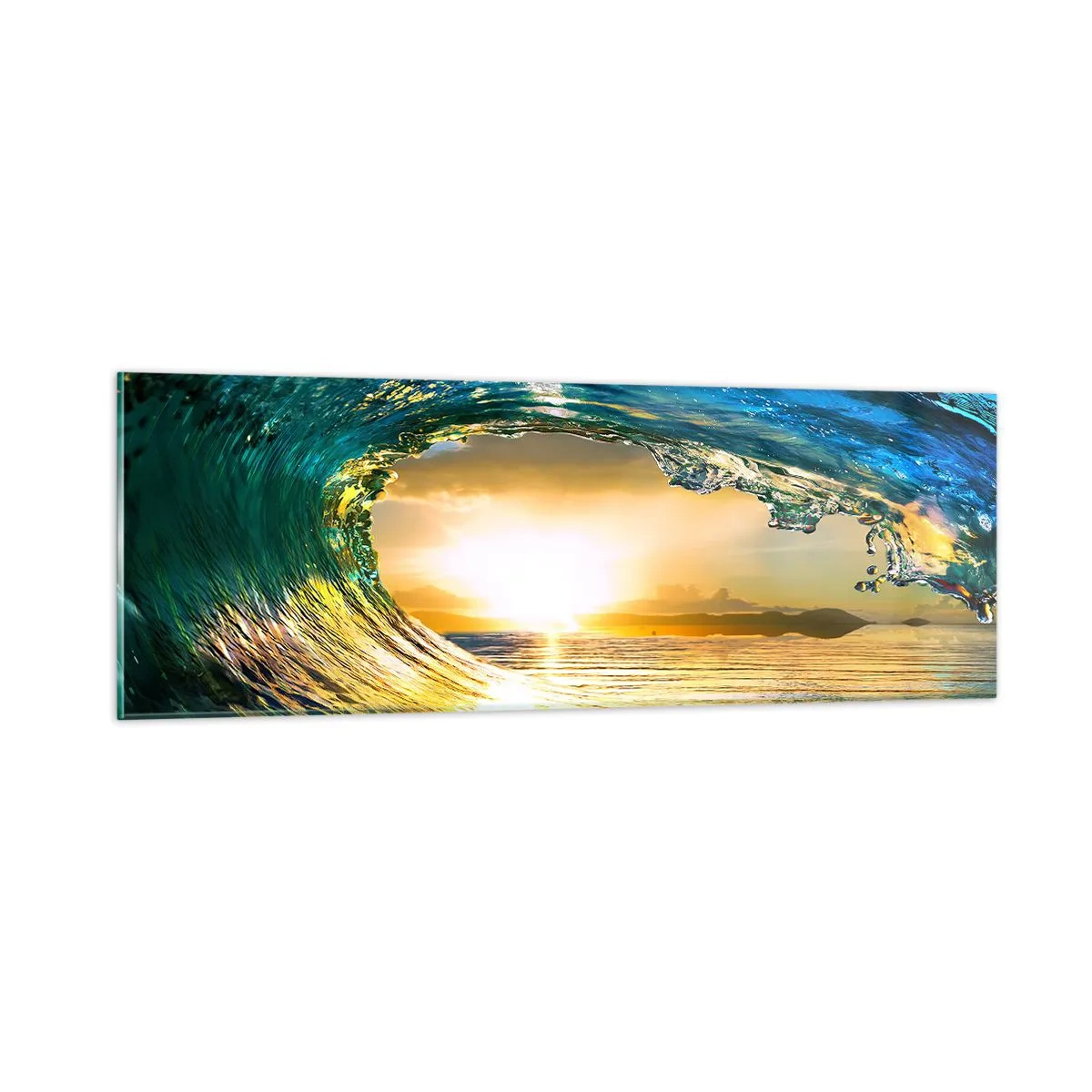 Impression sur verre - Image sur verre - Dans un éclat émeraude-or - 90x30 cm